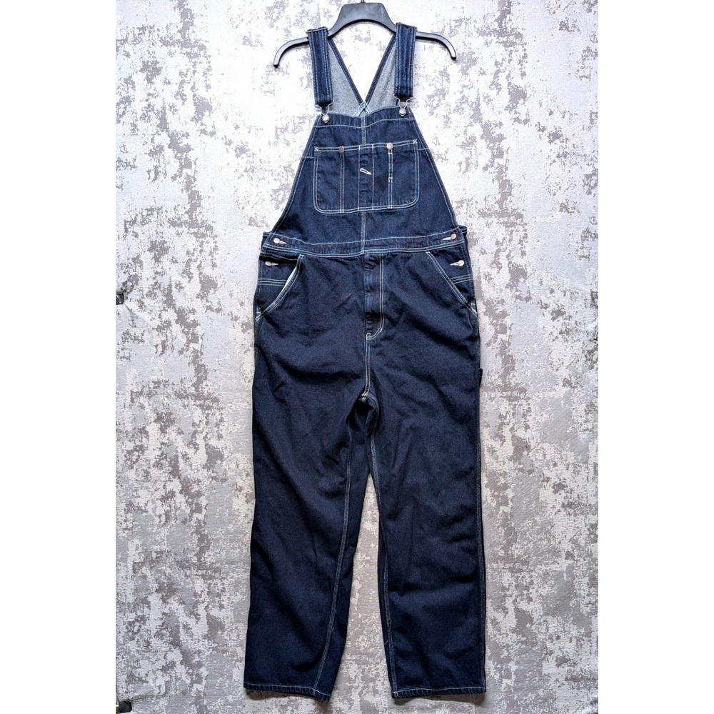 Craftsman Mens Denim Bib Overalls Dark Wash Cotton Carpenter Work Pants 36x30